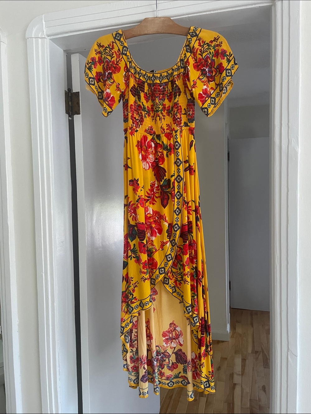 Lulus Yellow Floral High-Low Maxi Dress